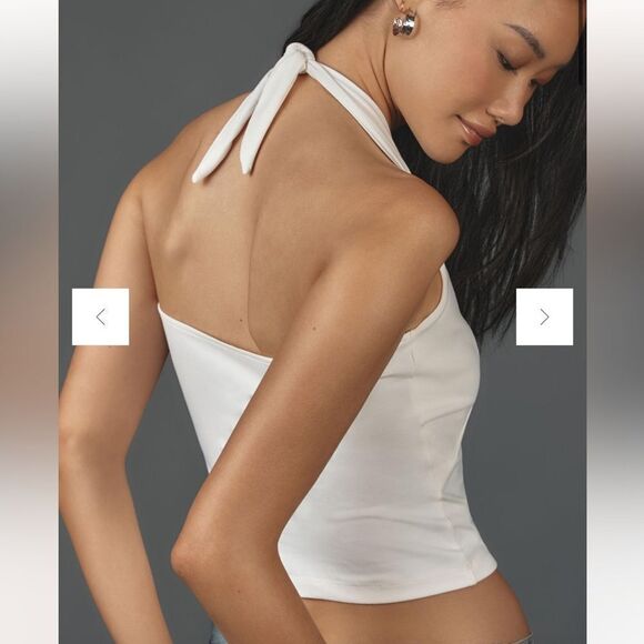 By Anthropologie Tailored Halter Top White L - Picture 7 of 7